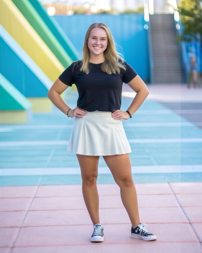 change clothes - blond girl in black original change the piece of clothing