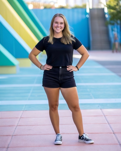 change clothes - blond girl in black original