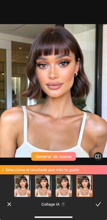 AirBrush App Screenshot ES - bangs filter choose the result