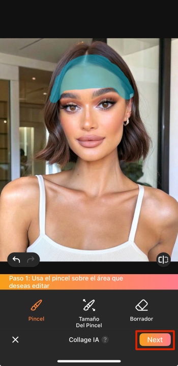 AirBrush App Screenshot ES - bangs filter draw the area next
