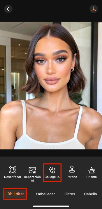 AirBrush App Screenshot ES - bangs filter edit ai replace