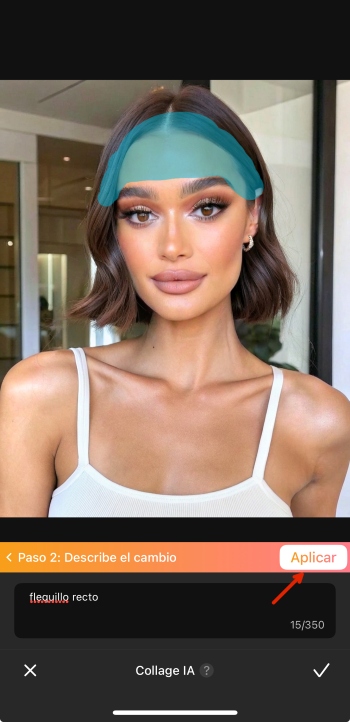 AirBrush App Screenshot ES - bangs filter prompt apply