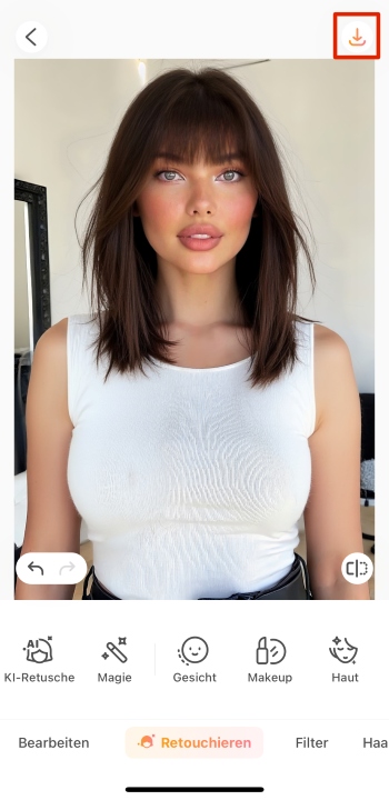 AirBrush Web Screenshot DE - bangs filter save