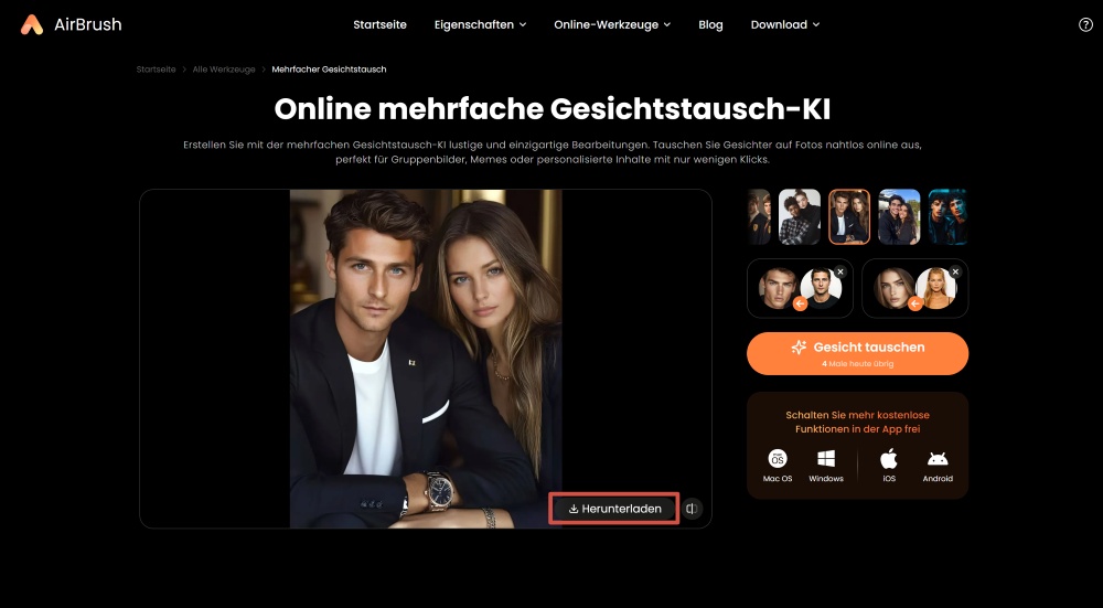 AirBrush Web Screenshot GE - Multiple Face Swap download