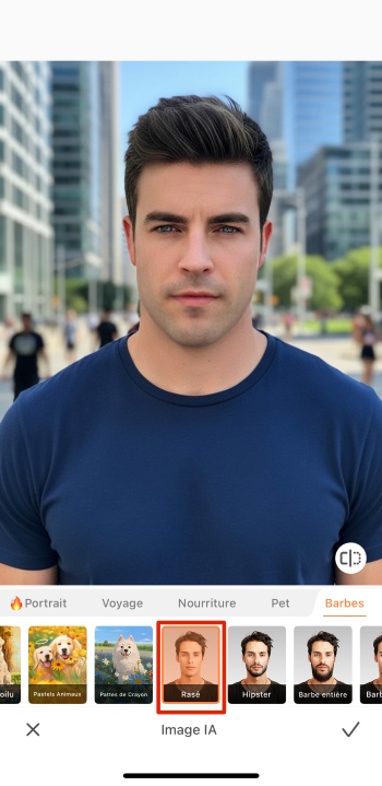 AirBrush App Screenshot FR - beardless filter ai image beard shaved