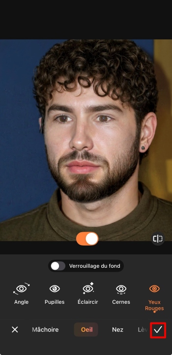AirBrush App Screenshot FR - remove red eyes eyes red eyes tick