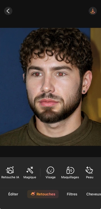 AirBrush App Screenshot FR - remove red eyes upload image