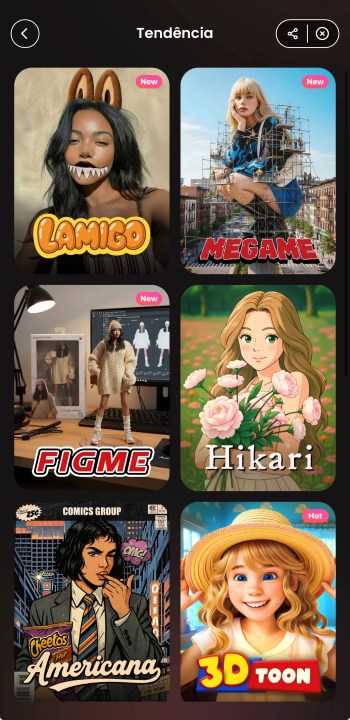 AirBrush App Screenshot PT - avatar magic studio choose the filter Tendência