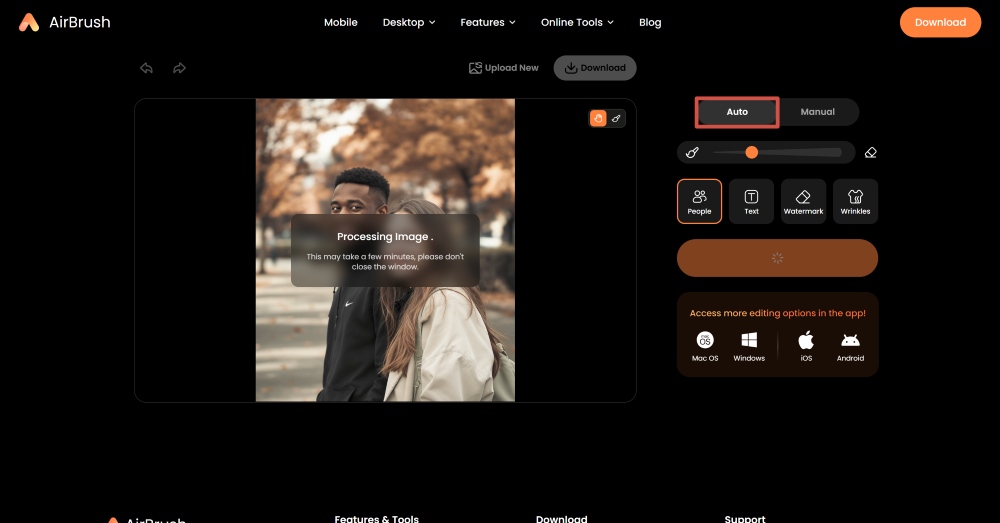 AirBrush Web Screenshot GE - remove people from photos AI Object Remover auto
