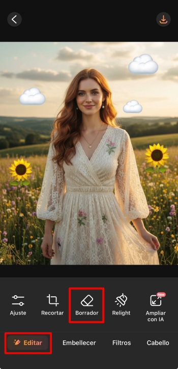 AirBrush App Screenshot ES - remove emoji eraser