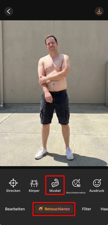 AirBrush App Screenshot GE - body editing retouch muscle