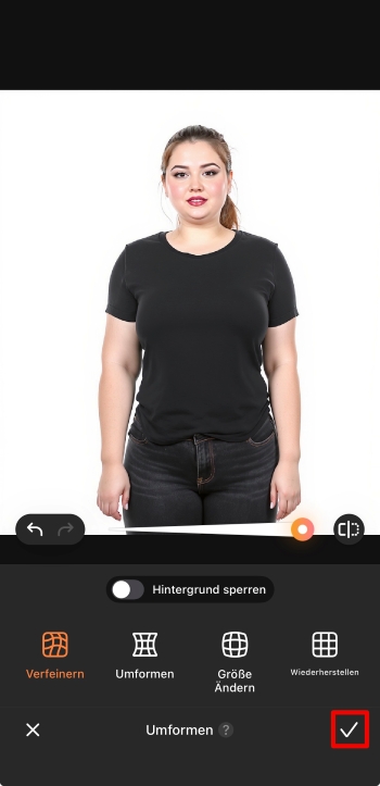 AirBrush App Screenshot GE - body editing retouch reshape tool confirm the result