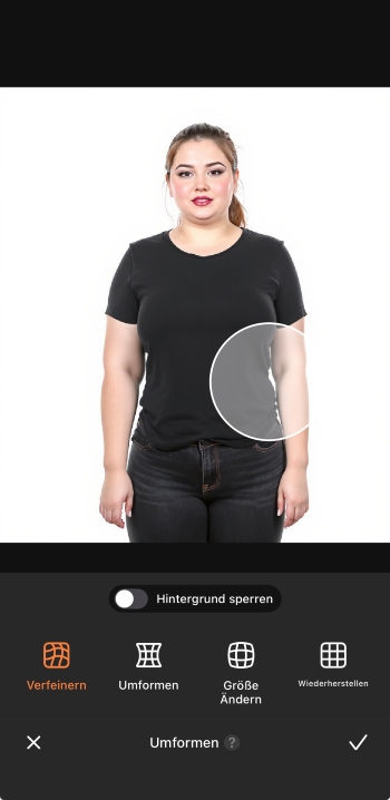 AirBrush App Screenshot GE - body editing retouch reshape tool swipe