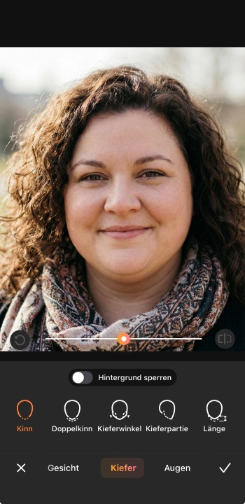 AirBrush App Screenshot GE - slimming retouch face part selection