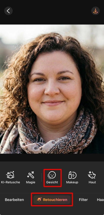 AirBrush App Screenshot GE - slimming retouch face