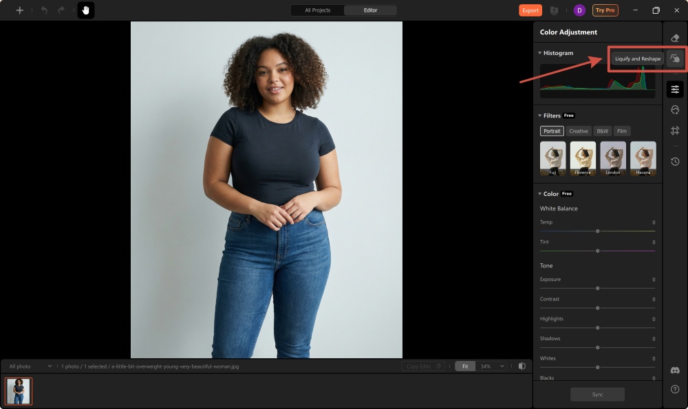 AirBrush Studio Screenshot EN - body editing apps liquify and reshape