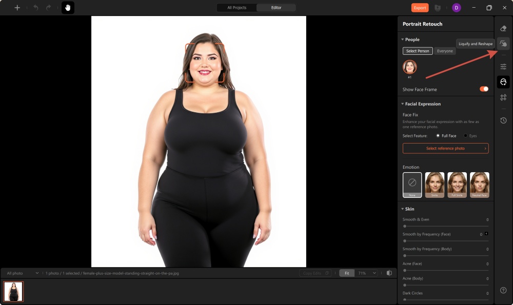 AirBrush Studio Screenshot EN - body editing liquify and reshape