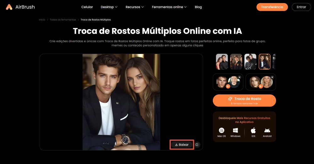 AirBrush Web Screenshot PT - multiple face swap download result