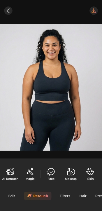 AirBrush App Screenshot EN - body editor upload image