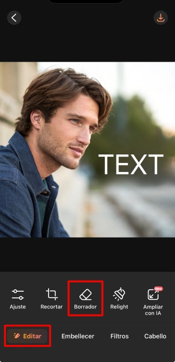 AirBrush App Screenshot ES - remove text edit remover