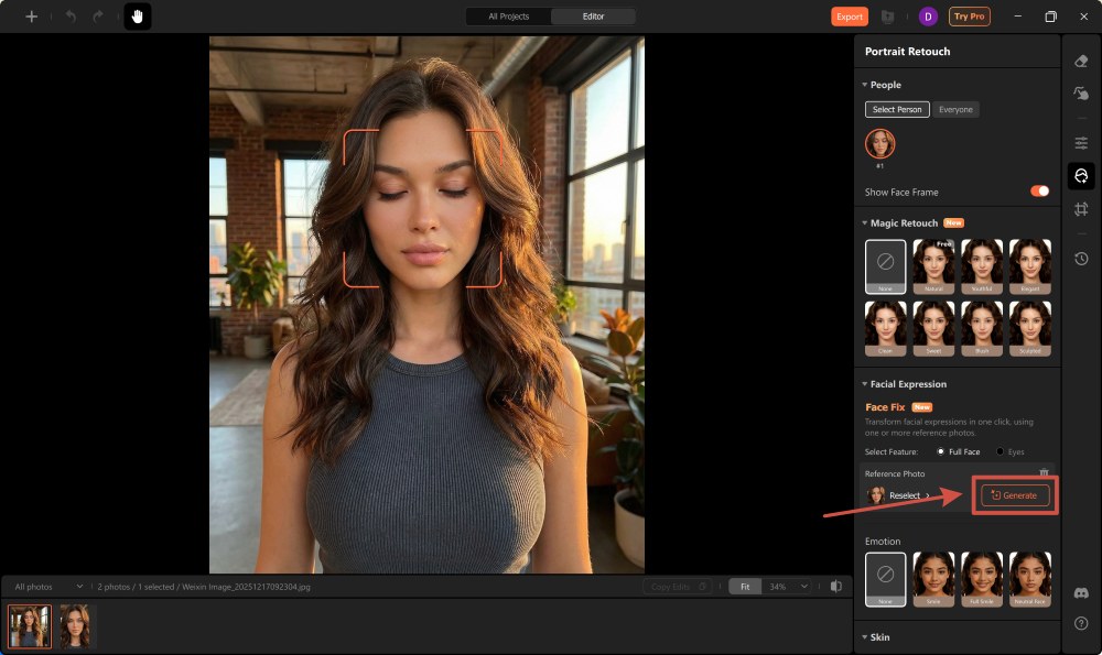 AirBrush Studio Screenshot EN - open eyes generate