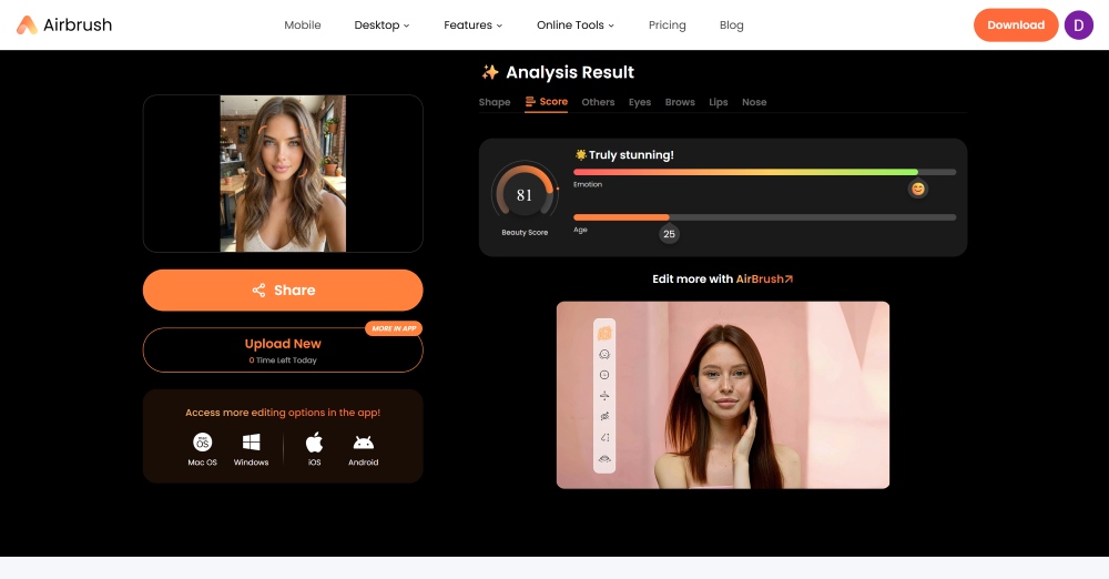 AirBrush Web Screenshot EN - pretty scale analysis result