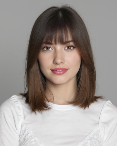change hairstyle - example add straight bangs