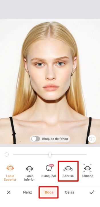 AirBrush App Screenshot ES - add smile retouch face smile