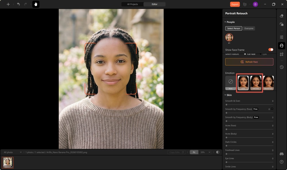 AirBrush Studio Screenshot EN - add smile emotion smile