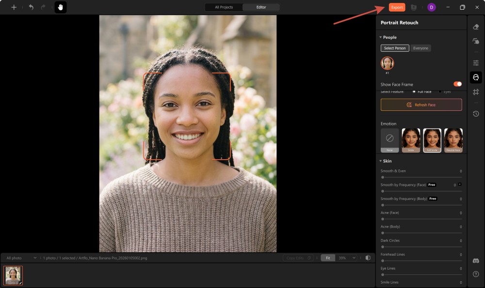 AirBrush Studio Screenshot EN - add smile export