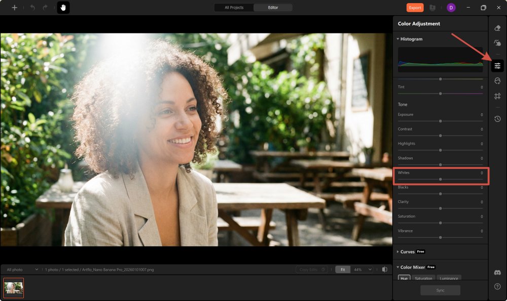 Airbrush Studio Screenshot EN - remove glare color adjustment