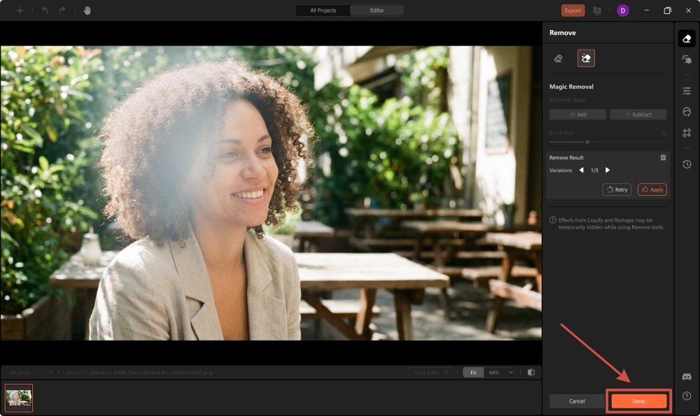 Airbrush Studio Screenshot EN - remove glare magic removal done