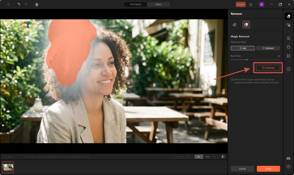 Airbrush Studio Screenshot EN - remove glare magic removal generate