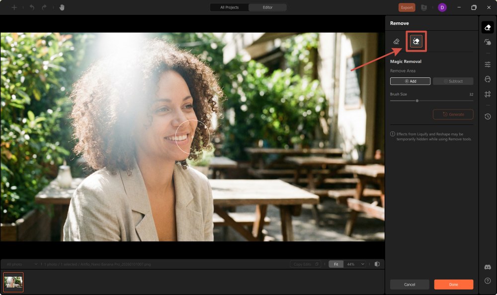 Airbrush Studio Screenshot EN - remove glare magic removal