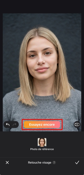 Airbrush App Screenshot FR - change face try again
