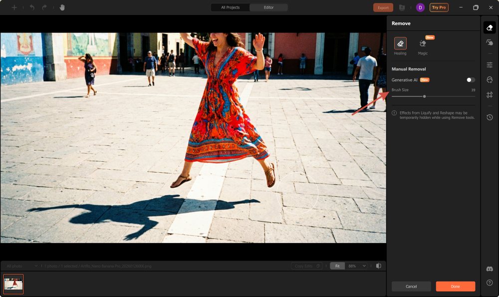 Airbrush Studio Screenshot EN - remove shadow brush size