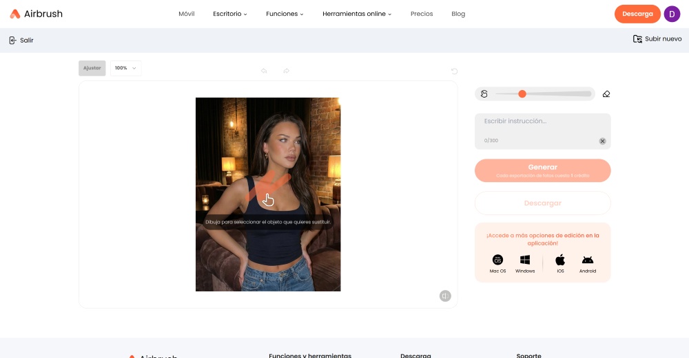 Airbrush Web Screenshot ES - tattoo generator ai replace brush