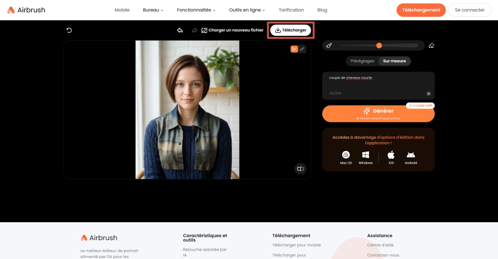 Airbrush Web Screenshot FR - change hairstyle manual mode download