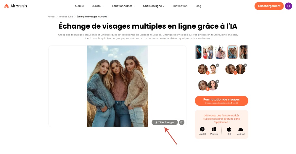 Airbrush Web Screenshot FR - multiple face swap download