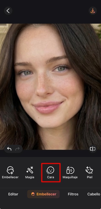 Airbrush App Screenshot ES - change the nose face