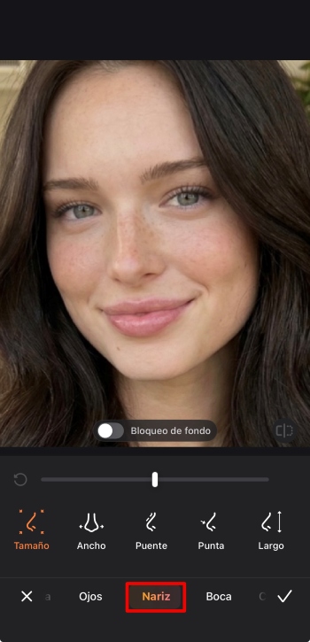 Airbrush App Screenshot ES - change the nose tool