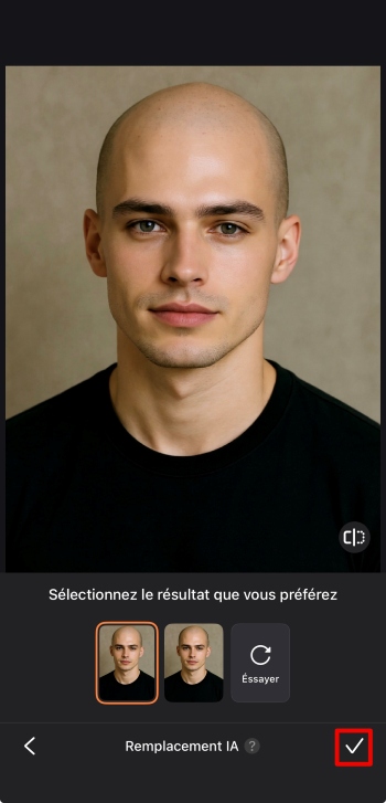 Airbrush App Screenshot FR - bald filter tick