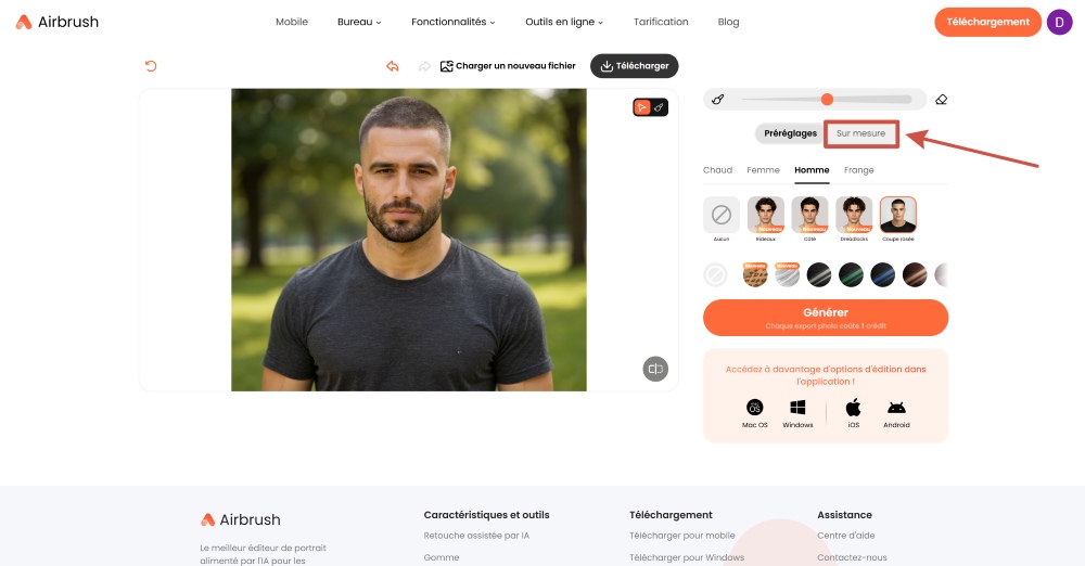 Airbrush Web Screenshot FR - bald filter custom