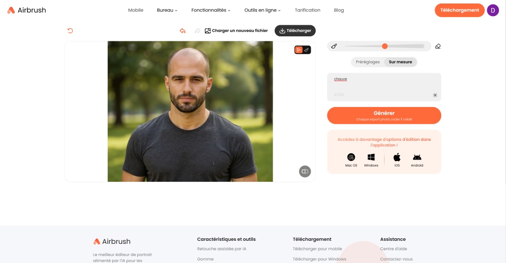 Airbrush Web Screenshot FR - bald filter result