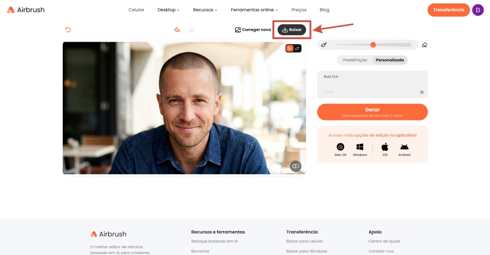 Airbrush Web Screenshot PT - men's haircut simulator custom download