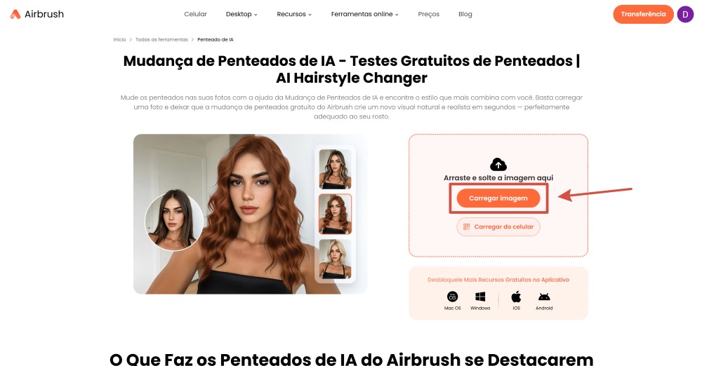 Airbrush Web Screenshot PT - men's haircut simulator upload image