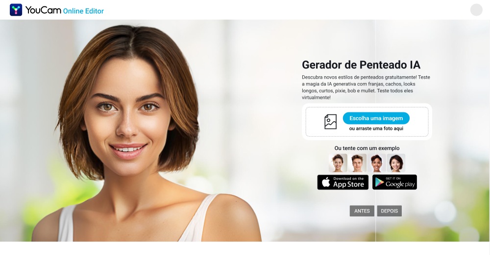 YouCam Online Editor Web Screenshot PT - haircut simulator