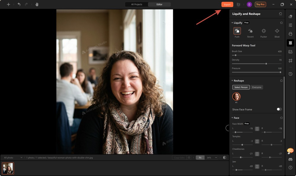 Airbrush Studio Screenshot EN - slim face export