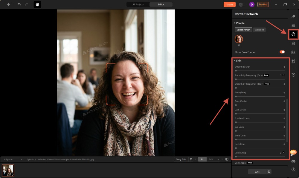 Airbrush Studio Screenshot EN - slim face skin retouching
