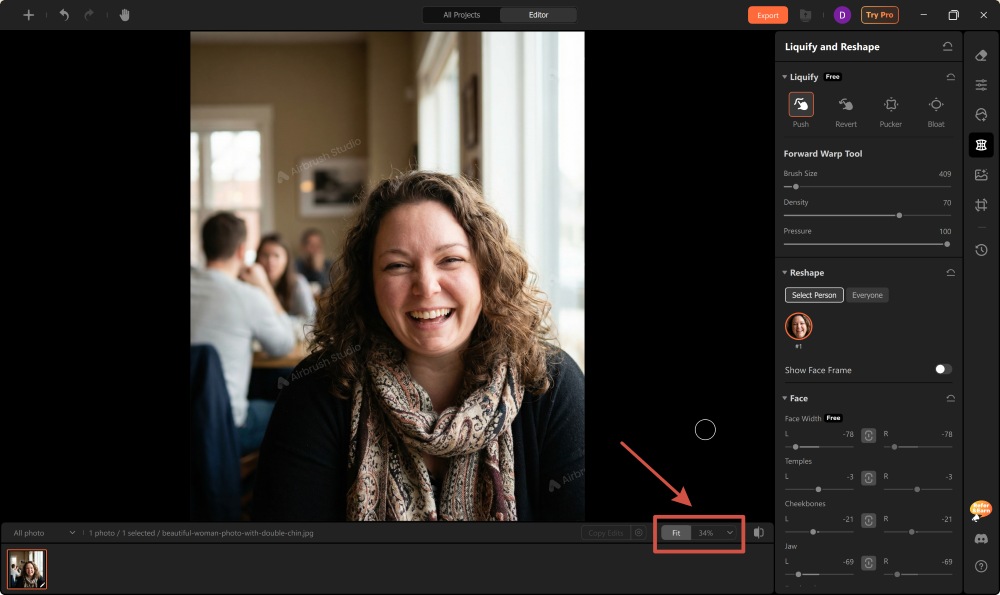 Airbrush Studio Screenshot EN - slim face zoom in
